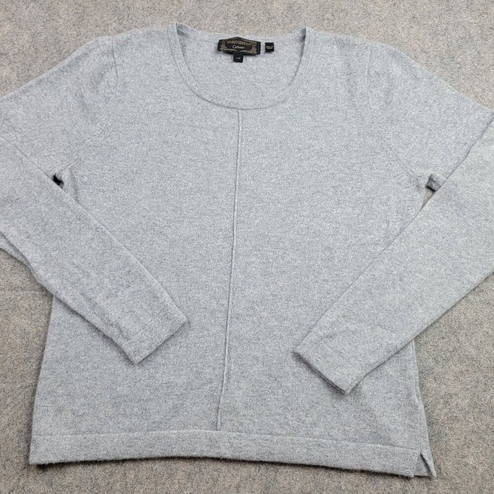 Mario Serrani Sweater Womens Large Gray 100% Cashmere Crewneck Pullover Soft